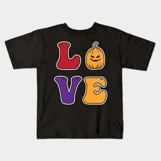 FALL SEASON PUMPKIN LOVE Kids T-Shirt by MZeeDesigns